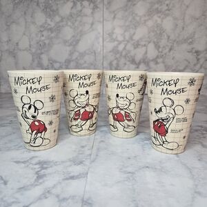 Disney Mickey Christmas Sketchbook Bamboo Cup Set 4 Eco Friendly 16 Oz Cups